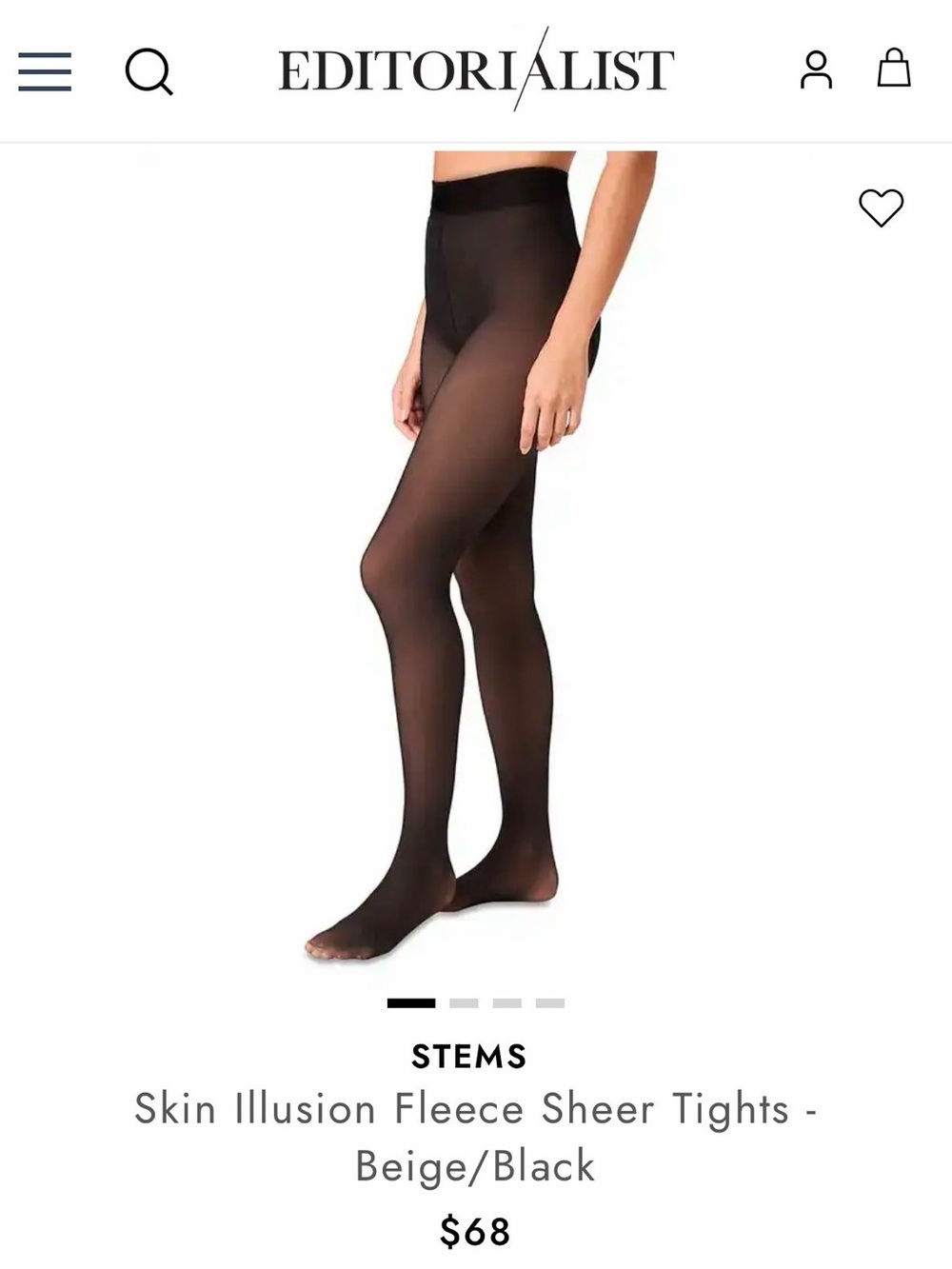 stem Skin Illusion Fleece Sheer Tights - Black SM| Med